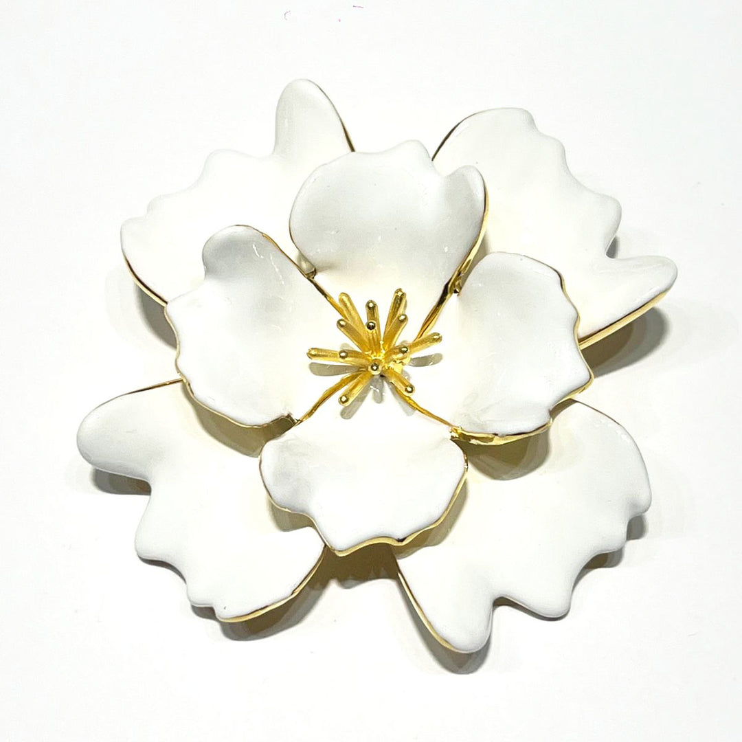 Federica Rossi Bronze Flower Bronze Finish Pvd Gold 18kt White Enamel fr.sp.03