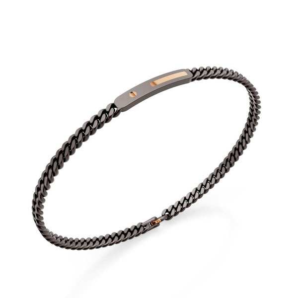 World Diamond Group Group Gruumette in Grey Titanio, с центральным баром и 18K Rose Gold вставками, баром и жизни, 17,5 см GBR050O3GR-175