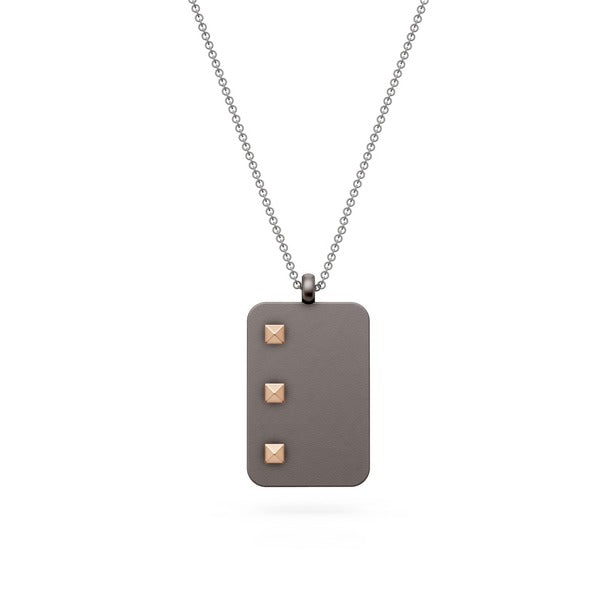 World Diamond Group Group necklace with gray titanium plate and pyramid inserts in 18k GD005O3GR rose gold