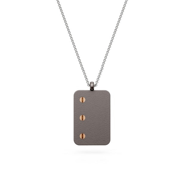 World Diamond Group Group necklace with gray titanium plate and 18k GD006o3gr vine screw screw screw inserts