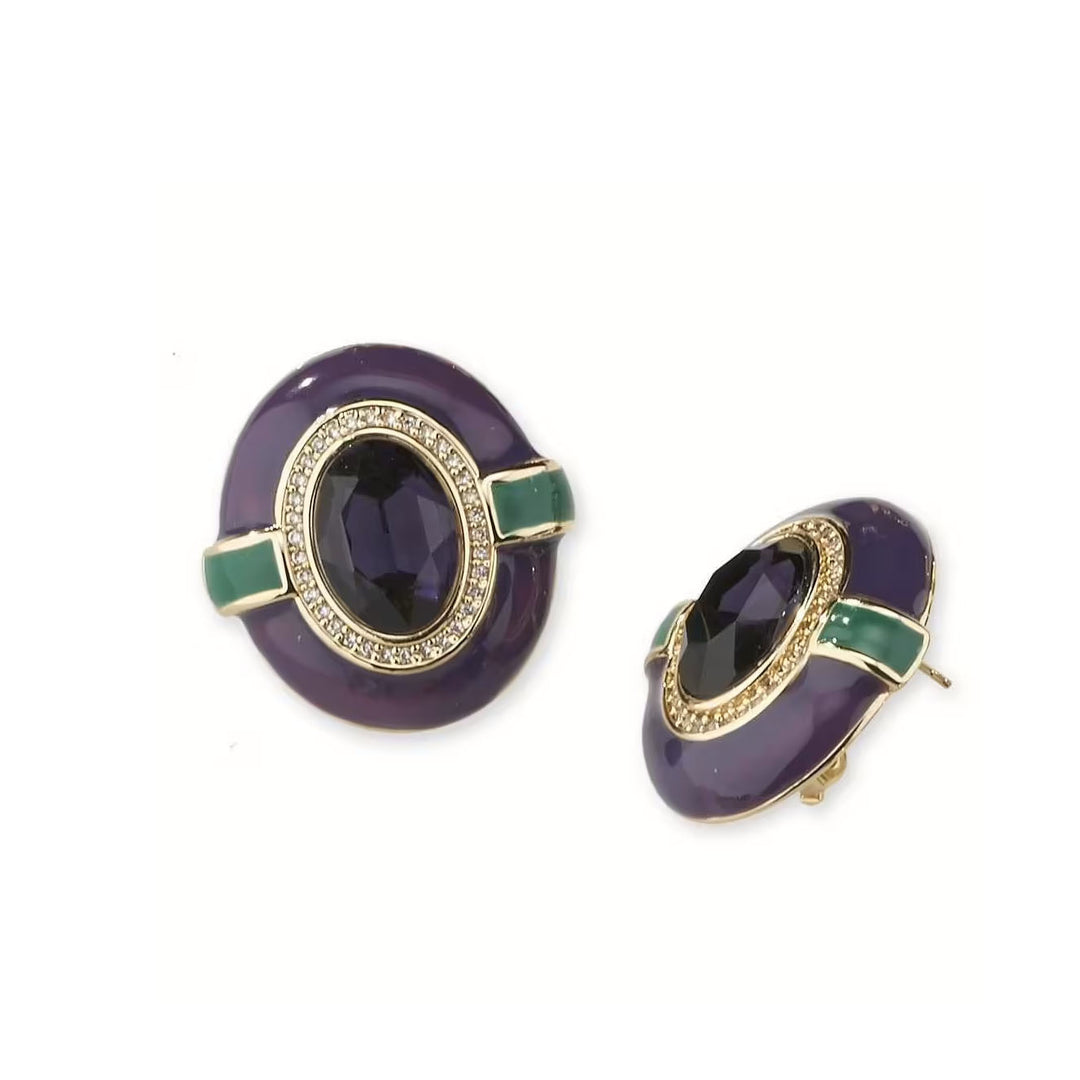 Sovereigns earrings in lobe fashion mood bronze pvd finish yellow gold 18kt quartz and enamel j10657
