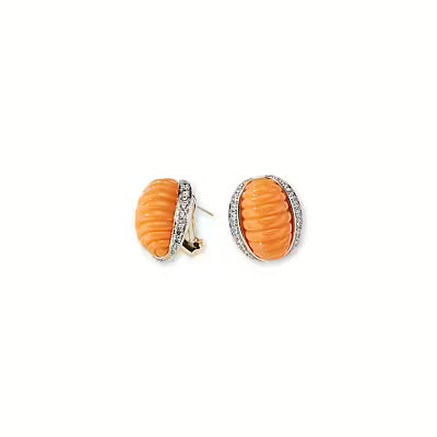 Sovereigns earrings in lobe fashion mood bronze pvd finish yellow gold 18kt coral pasta j10847