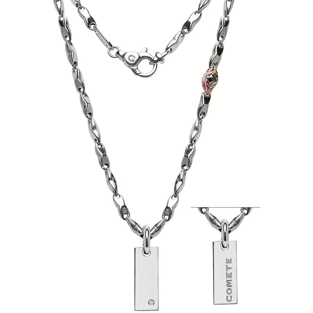 Comete Collece с цепной серебряной подвеской 925 финиш Pvd Gold Rose Diamond и Spinelli UGL 750