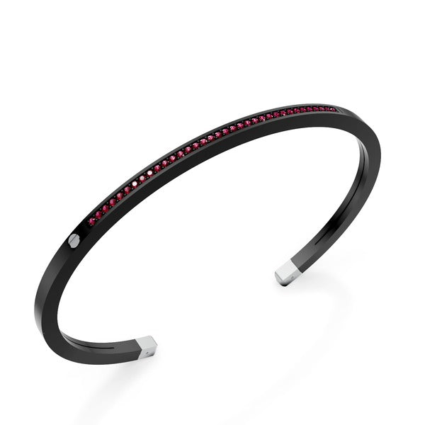 World Diamond Group Black Titanium Schiance Браслет с рядом рубинов и платиновых вставки GBR036Ptrune