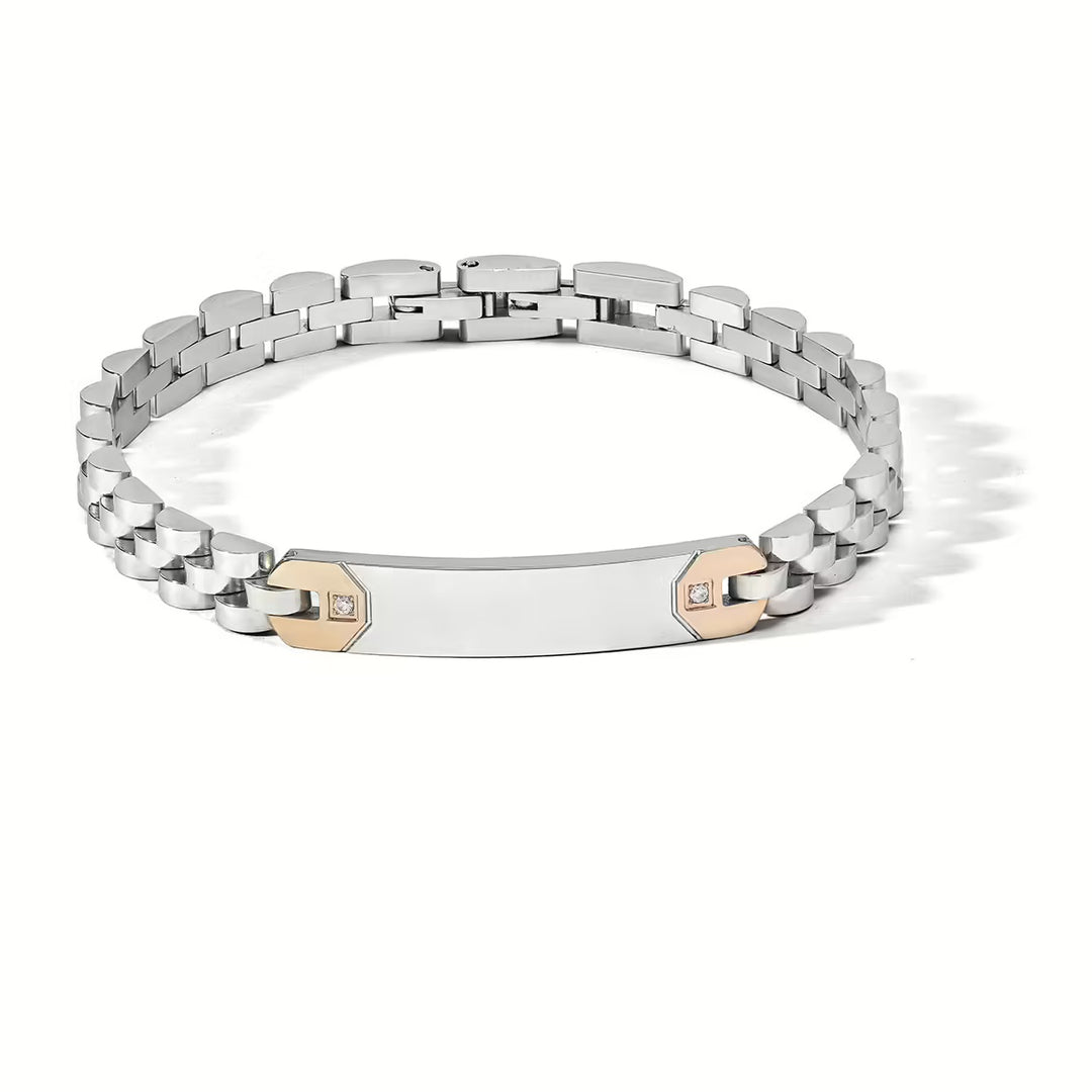 Comete Zip bracelet steel finishes pvd gold pink zirconi ubr 1172