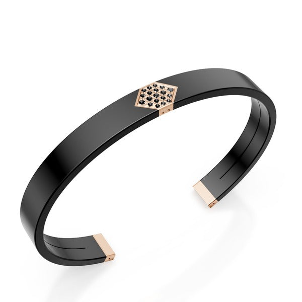 World Diamond Group Black titanium slave bracelet, 18kt pink gold insert, pave with diamonds Black GBR040O3bkne