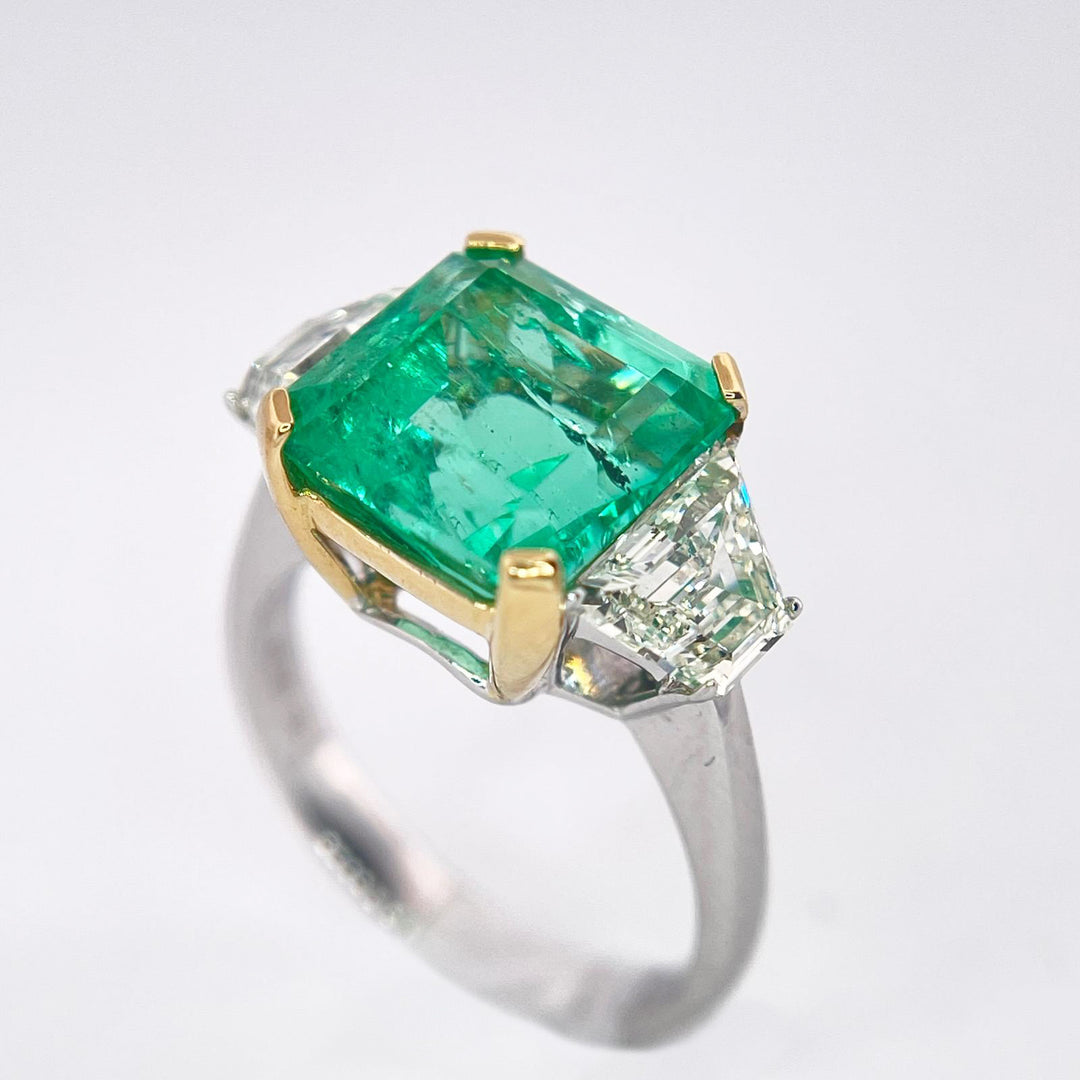 Zydo gold ring white 18kt emerald diamond 0002ag