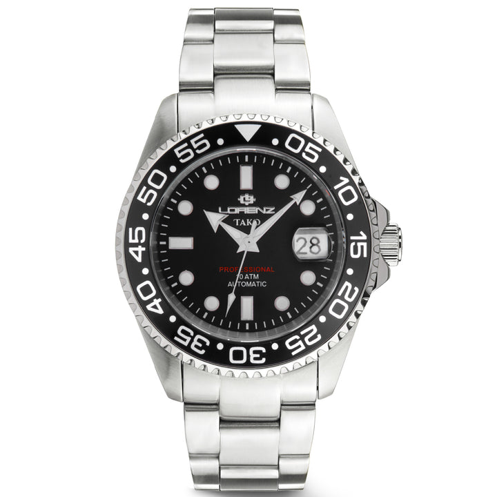 Lorenz tako 43mm clock automatic black steel 030254ll