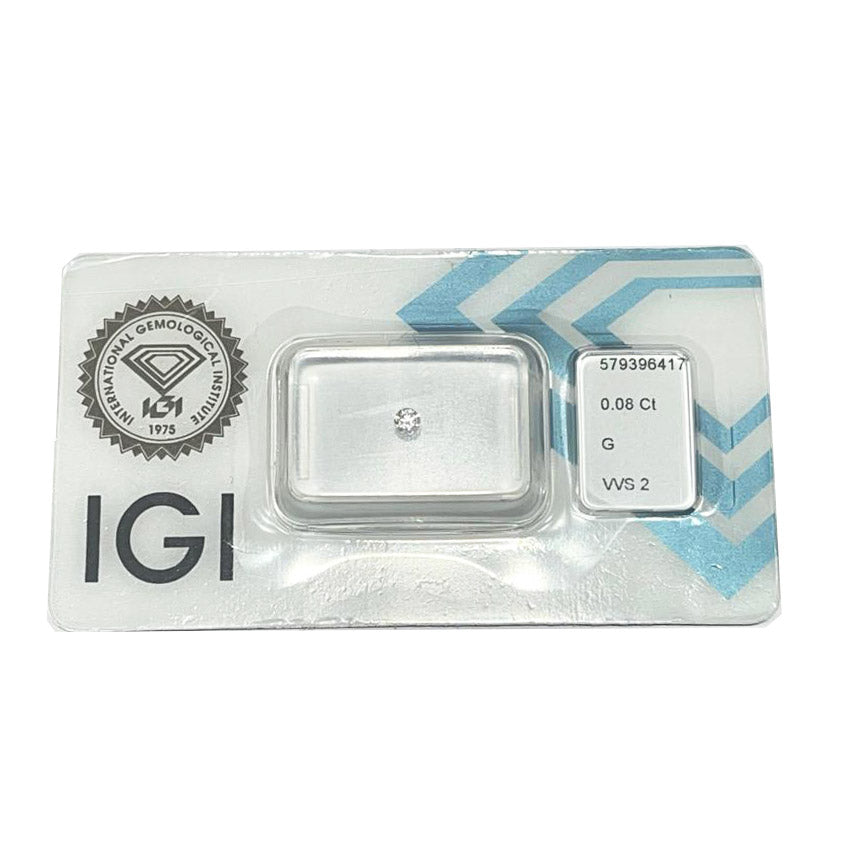 IGI бриллиант в блистерной упаковке с сертификатом блестящей резки 0.08ct цвет G чистота VVS 2