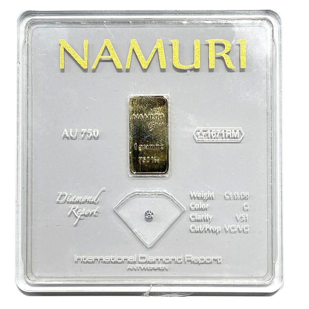 Namuri Ingot 1 gram 18kt gold diamond 0.08ct G VS1 NDJ/G08GVS