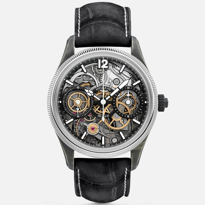 Montblanc Watch 1858 Представленный секретный Minerva Monopusher Chronograph Limited Edition - 88 образцов 43 -мм ручной шлюп Сталь 131155