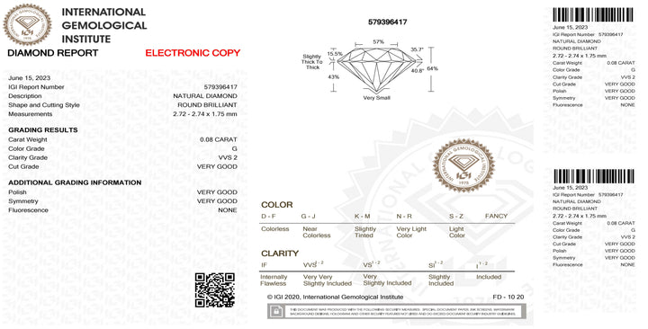 IGI бриллиант в блистерной упаковке с сертификатом блестящей резки 0.08ct цвет G чистота VVS 2