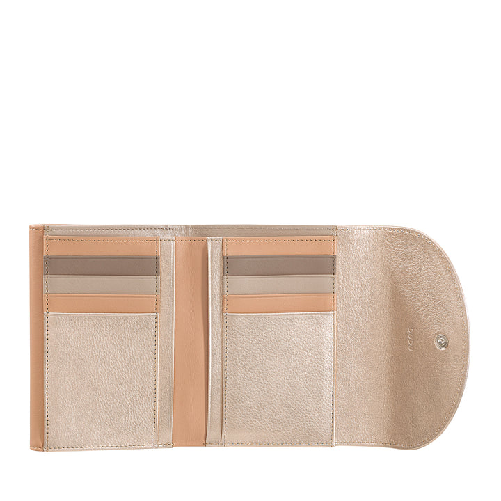 Dudu Women RFID World Walls с Portamone, Color Leave Walls Double Card Card Card Card Banknotes