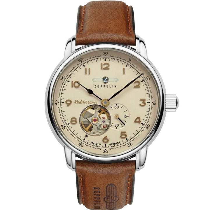 Zeppelin Clock LZ121 MediterRaranèe Automatic Open 40 мм бежевая автоматическая сталь 966-5