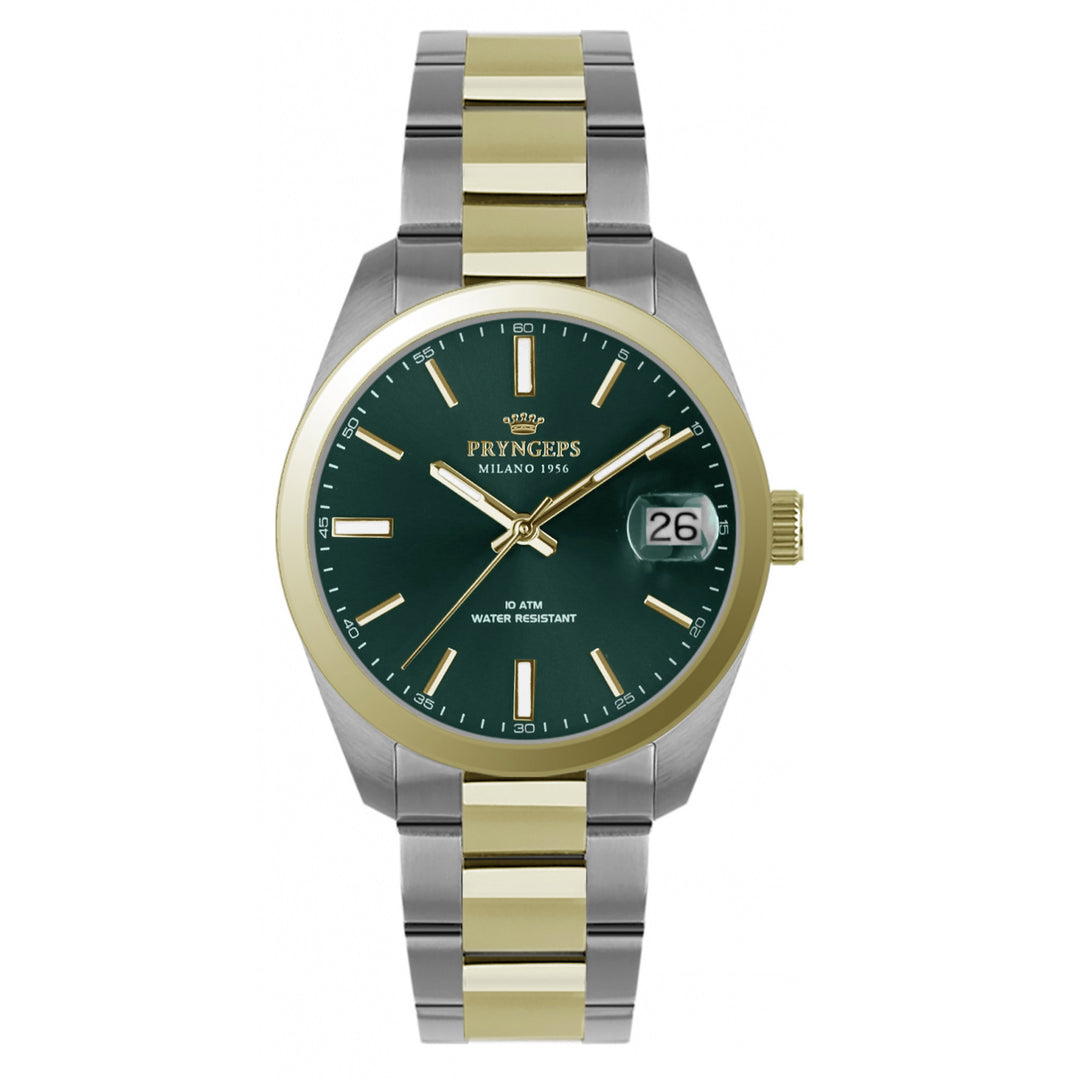 Часы Pryngeps Torino, 33 мм, зеленая кварцевая сталь, PVD-покрытие, желтое золото, A1072-B VE