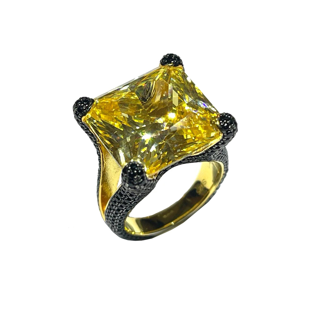 AP Coral Голливудский кольцо стиль 925 Серебряная отделка желтое золотое золото причудливое AN2964GG