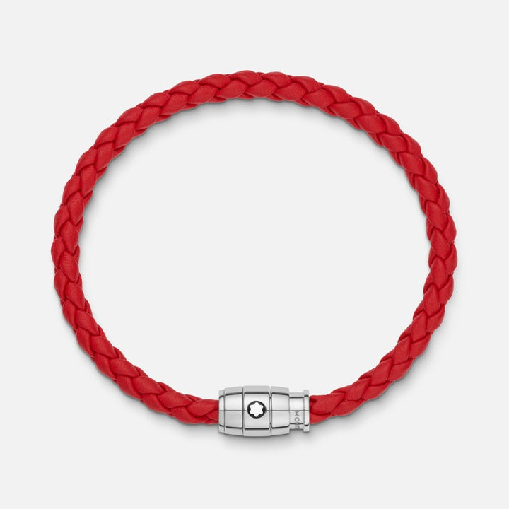 Montblanc Red woven leather bracelet 3 rings closure sizes S 13090160