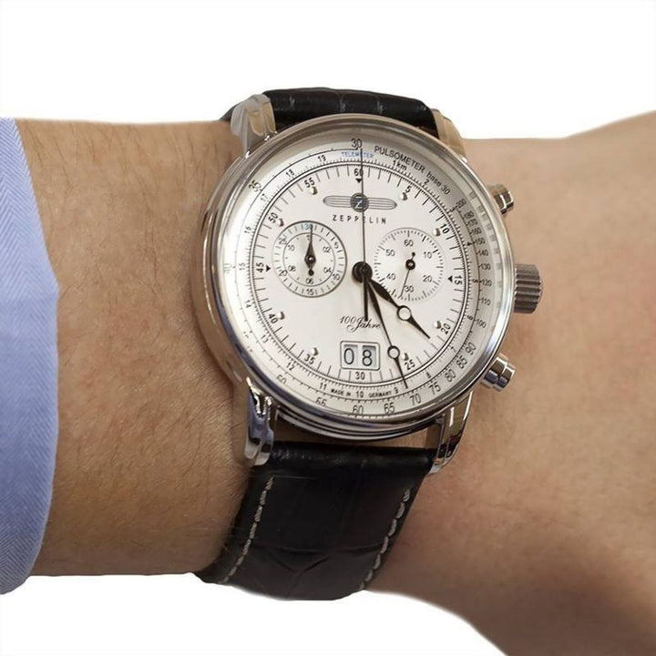 Zeppelin Clock 100 лет Zeppelin Chronograph 42-мм серебряный кварцевый сталь 7690-1