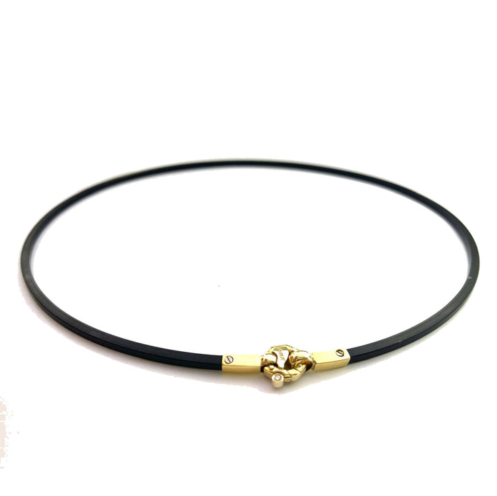 Baraka necklace crew neck 18k yellow gold rubber BR00495 G