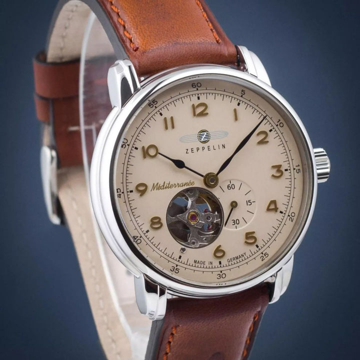 Zeppelin Clock LZ121 MediterRaranèe Automatic Open 40 мм бежевая автоматическая сталь 966-5