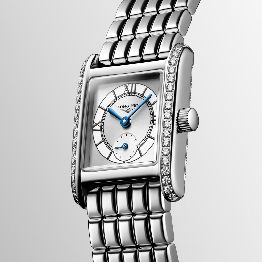 Часы Longines Мини Dolcevita 21.5x29mm Серебряные бриллианты Кварцевая сталь L5.200.0.75.6