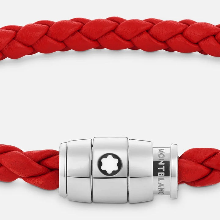 Montblanc Red woven leather bracelet 3 rings closure sizes S 13090160