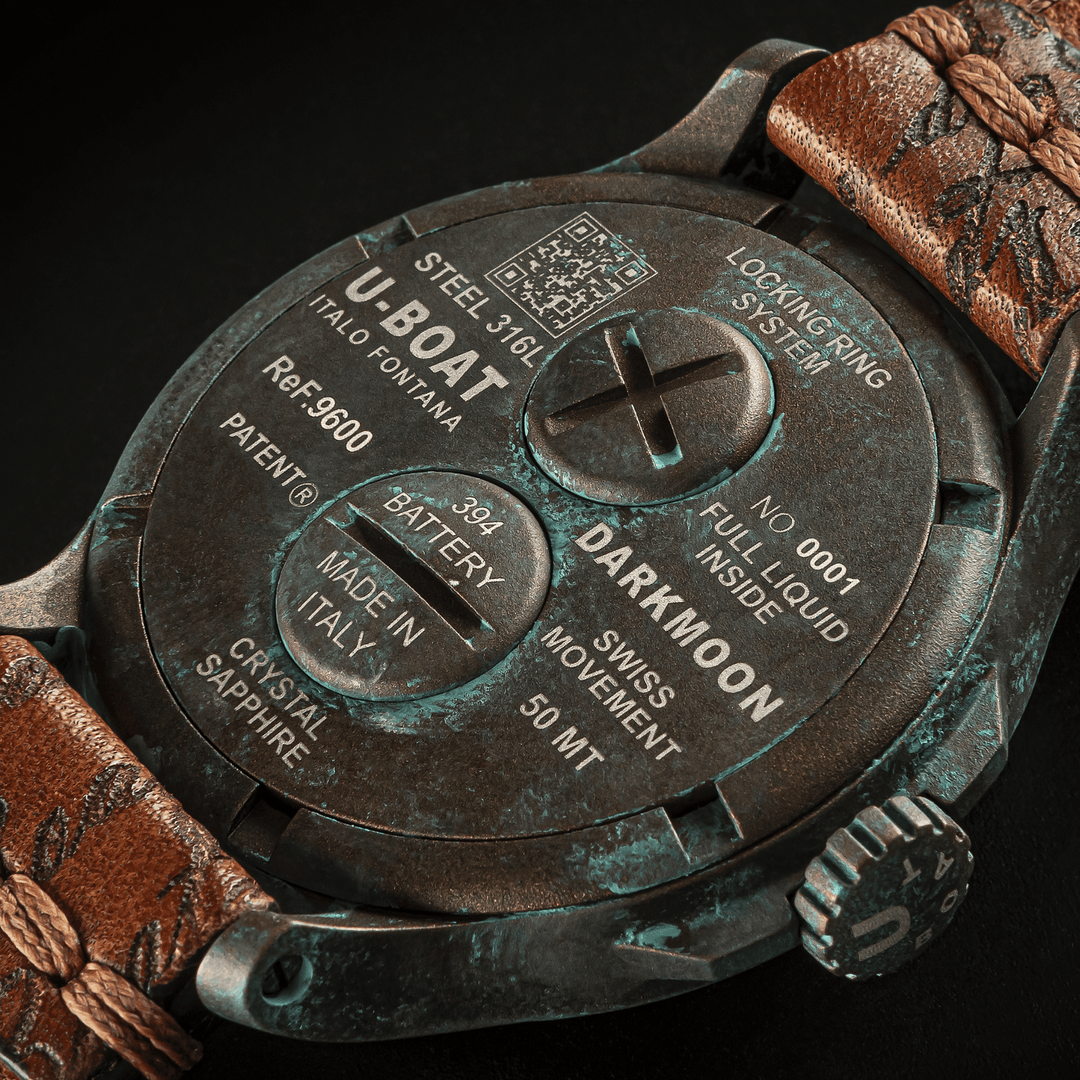 Подводная лодка Darkmoon Watch Уникальная 44-мм кварцевая стальная отделка Pvd Bronze 9600