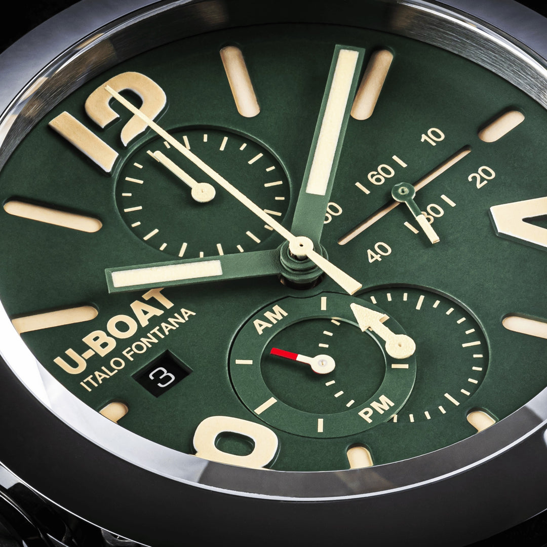 Классические часы с подводной лодкой 45 Tungsteno CAS Green 45mm Автоматическая зеленая сталь 9581