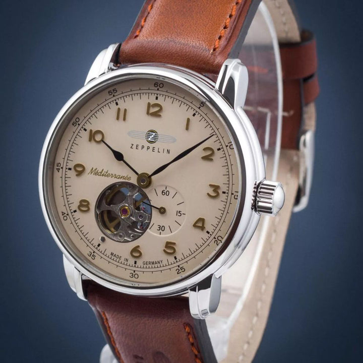 Zeppelin Clock LZ121 MediterRaranèe Automatic Open 40 мм бежевая автоматическая сталь 966-5