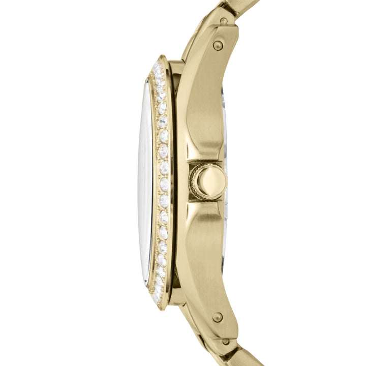 Многофункциональные часы Fossil Riley 38mm Champagne Кварцевая сталь PVD желтое золото ES3203