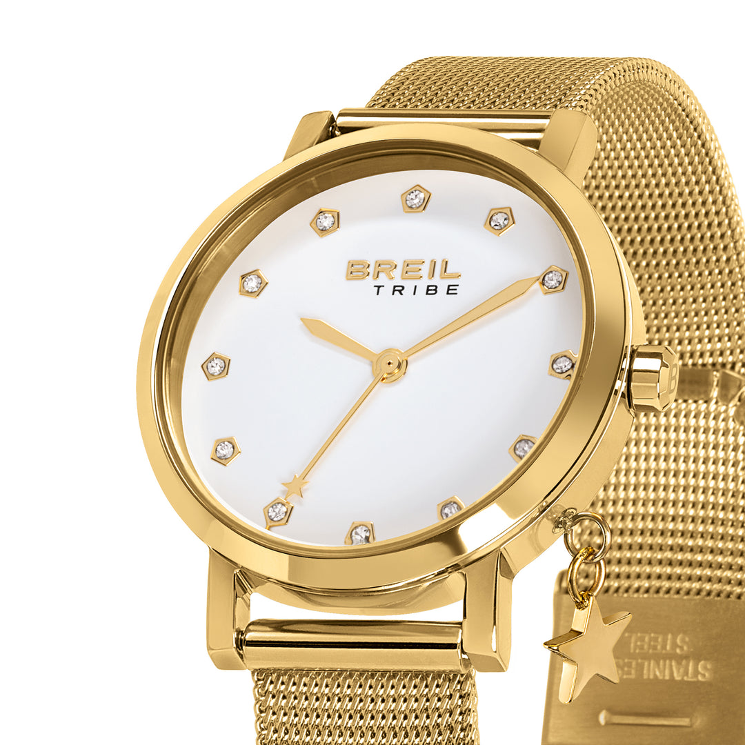 Breil Watch Emily 30 мм белая кубическая циркония кварцевая стальная отделка IP Gold EW0787