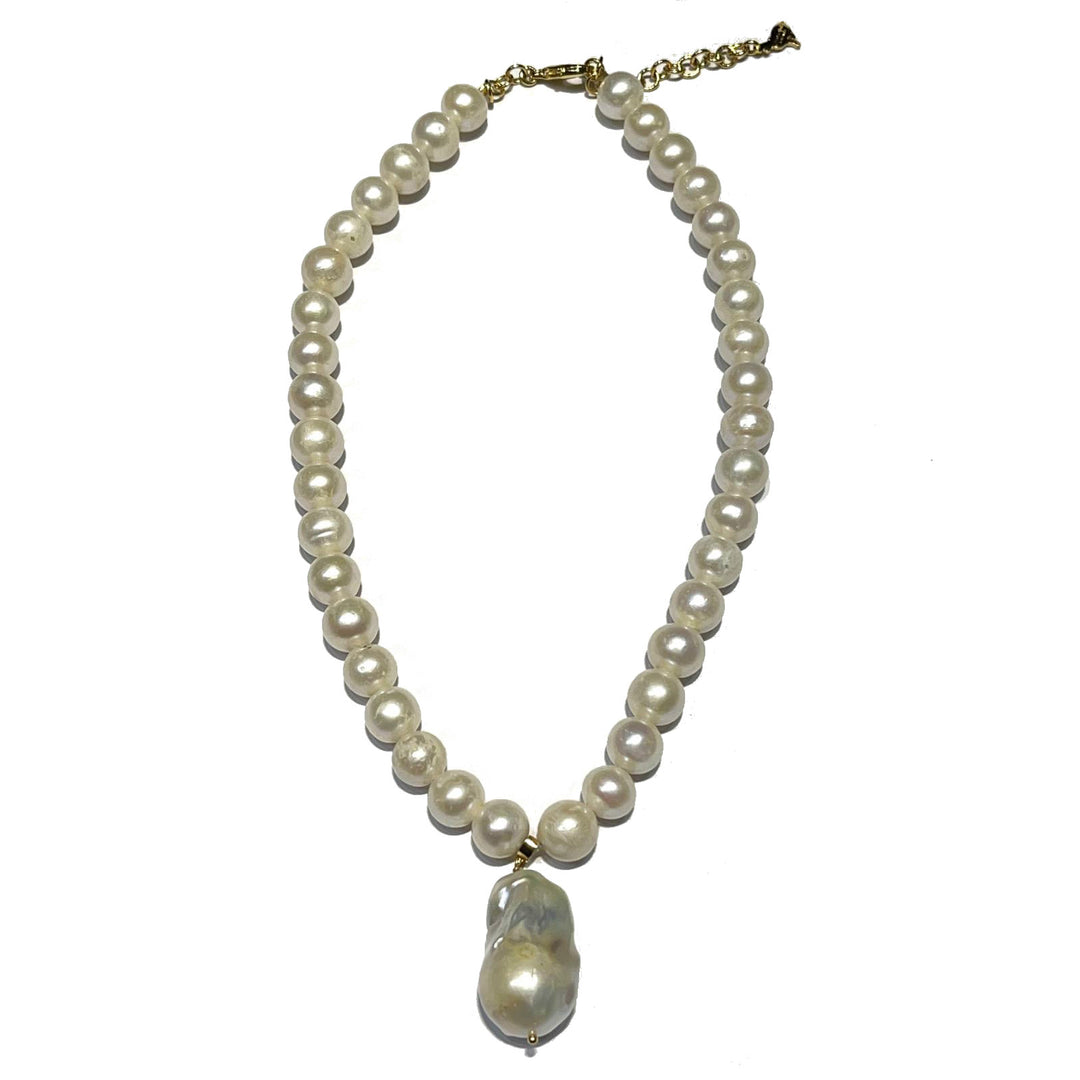 Federica Rossi Coints Necklace Perle Biwa with Charm Fr.co.14