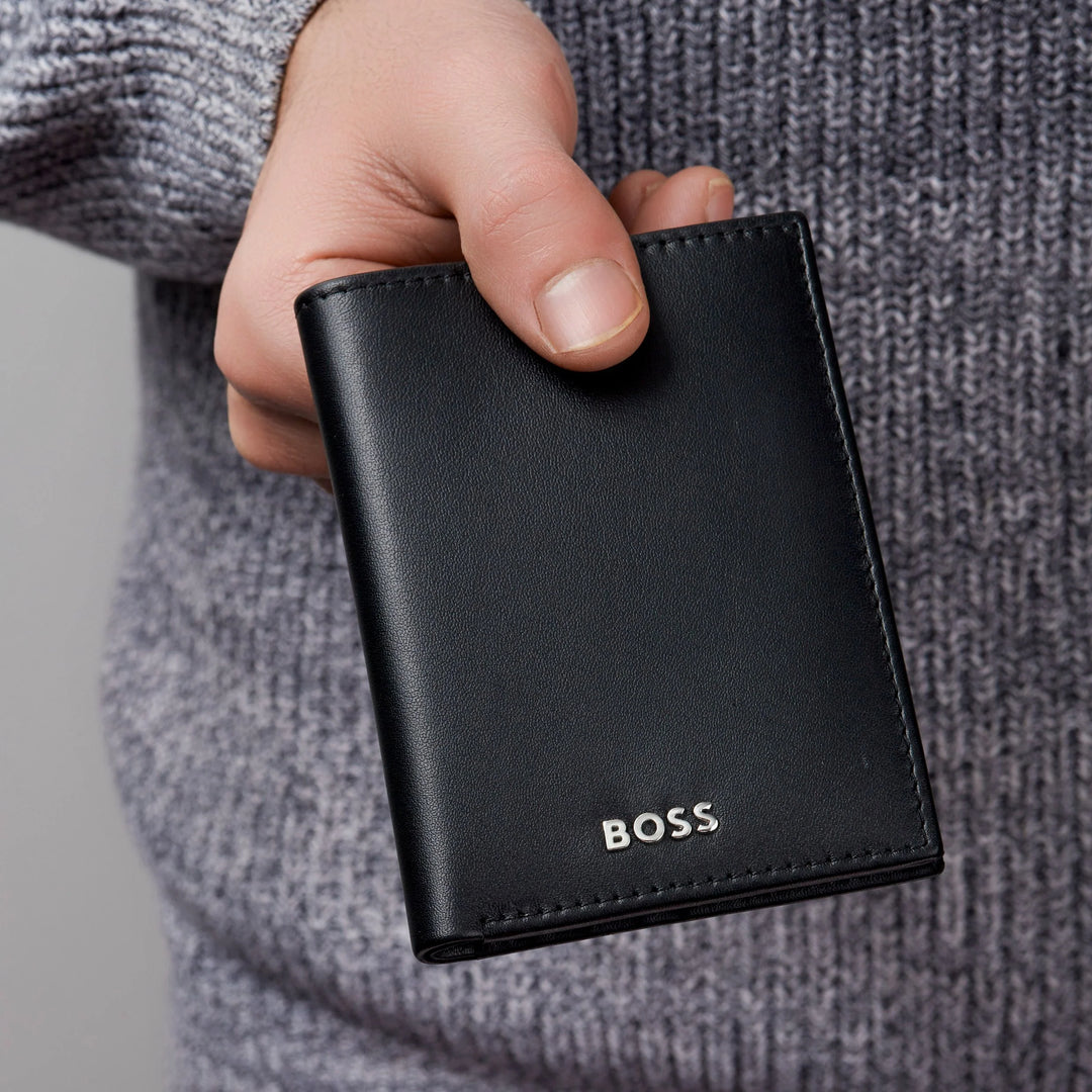 Карты карт Hugo Boss Складывание классического плавного черного HLE403A