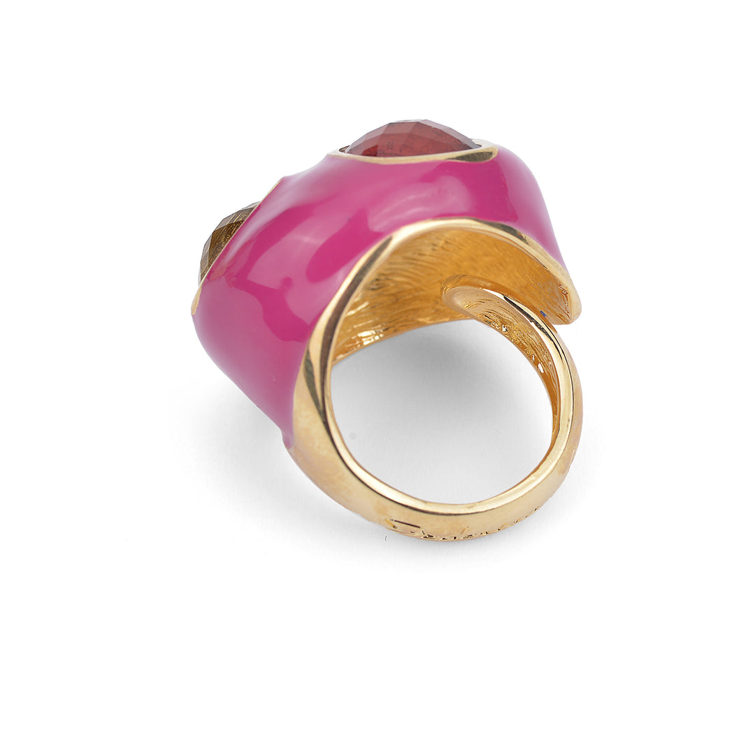 Federica Rossi Ibiza Ring Bronze Pvd Finish Yellow Gold Эмаль и кварц отеро