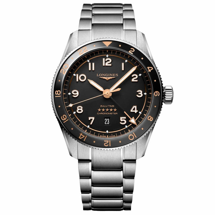 Longines Watch Spirit Zulu Time 39 мм черная автоматическая сталь L3.802.4.50.6