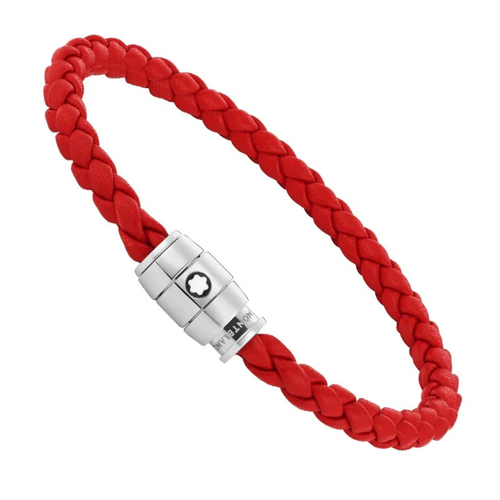 Montblanc Red woven leather bracelet 3 rings closure sizes S 13090160