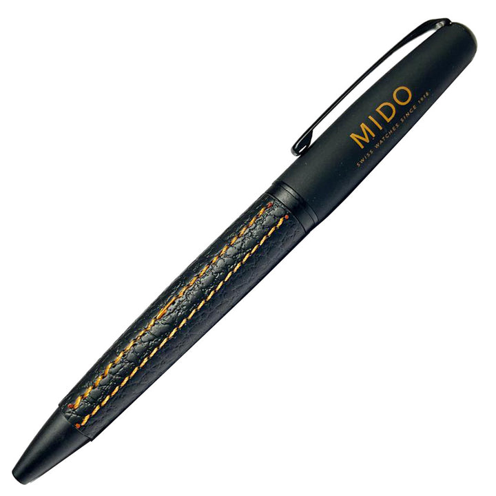 Мидо стальной шариковая ручка и черная кожа MIDO-BP