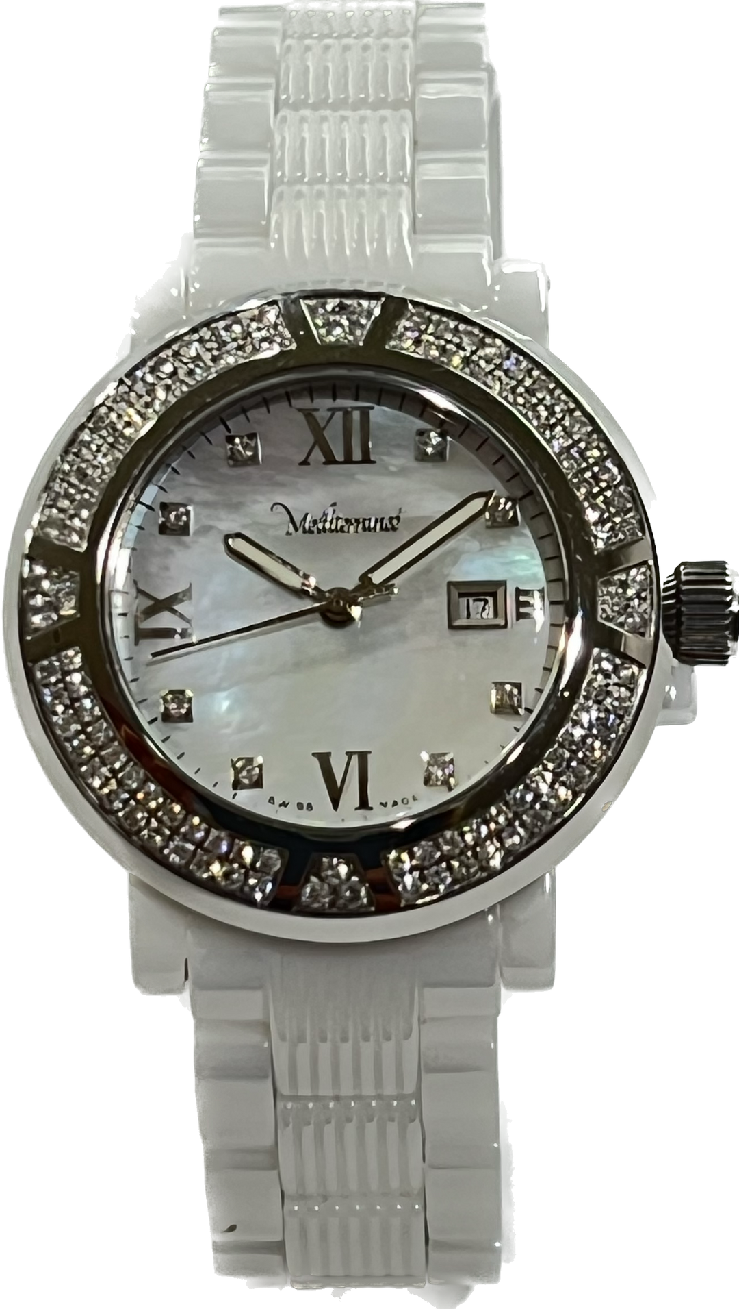 Пол Пико Средиземноморские Часы '36 мм Черные кварцевые стальные керамические бриллианты 3296 WD116