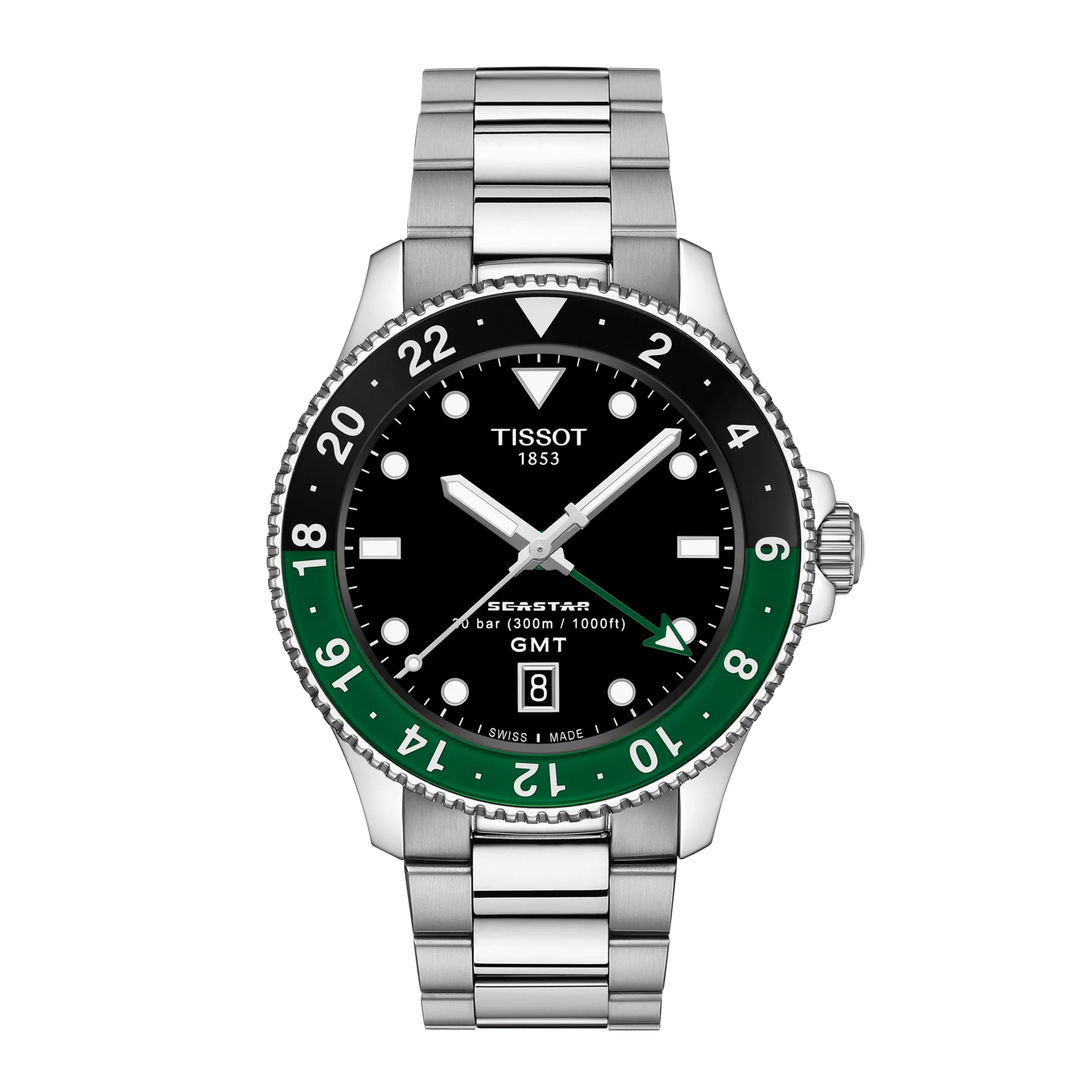 Tissot Seastar 1000 GMT Watch 40 мм черная кварцевая сталь T120.852.11.051.00