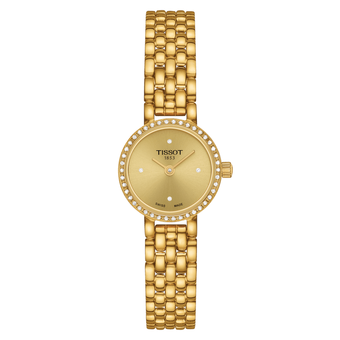 Tissot watch Lovely Round 19.5mm Champagne Diamond Quartz Steel Finish Pvd Gold Gold T140,009.63.026.00