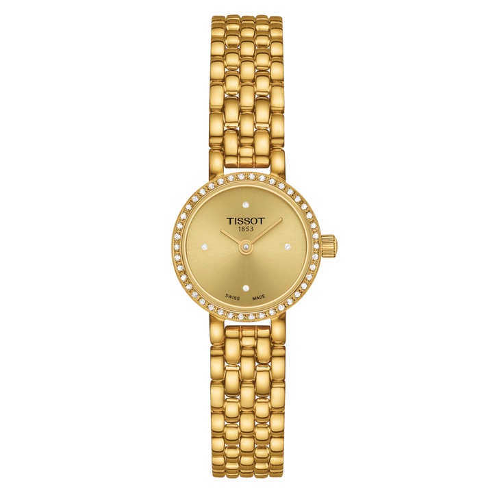 Tissot Watch Lovely Round 19,5 -мм шампанского бриллиантового кварцевого стали Pvd Gold Gold T140009.63.026.00