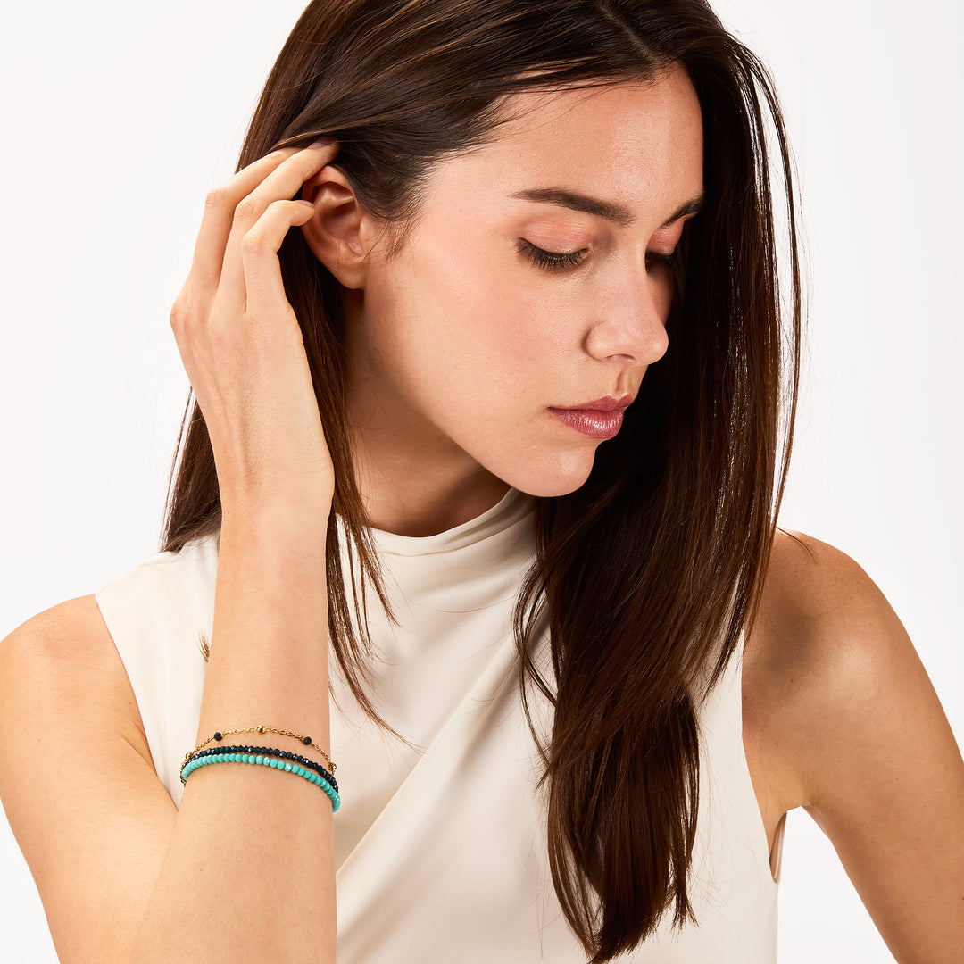 Брейк магнитная браслетная система Elebmement Small Aqua Steel Bracelet IP Gold Crystal TJ3769