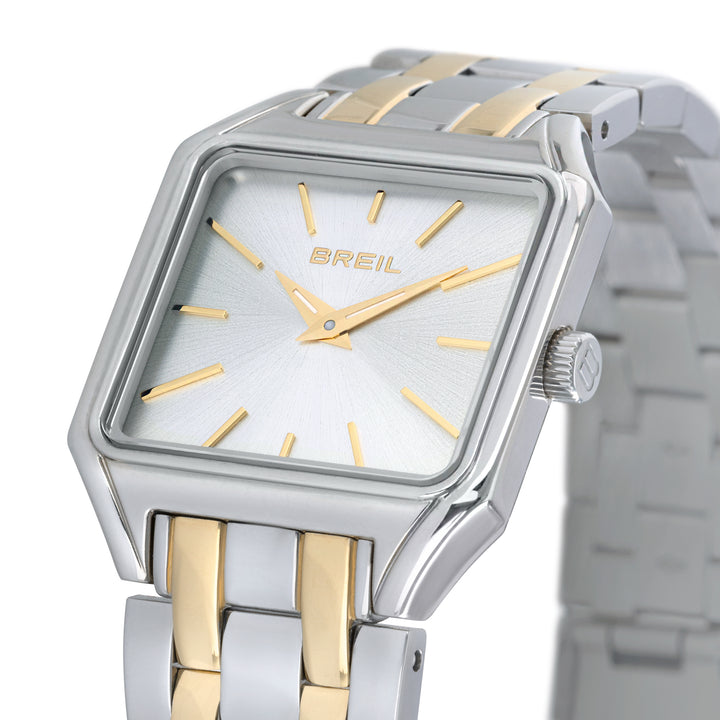 Breil watch the b 27x26mm silver quartz steel finishes pvd yellow gold tw2071