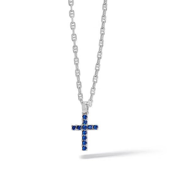 Comete Croce Croce Tennis Silver 925 Blue Zirconi Ugl 730