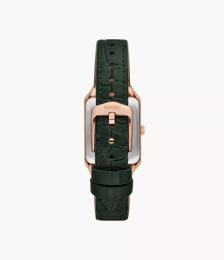 Fossil watch Raquel 23mm green quartz steel finish PVD rose gold ES5366