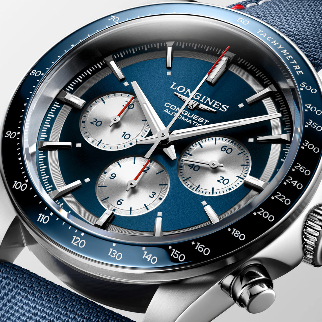 Часы Longines Conquest Marco Odermatt Edition 42 мм синий автоматический сталь L3.835.4.91.2