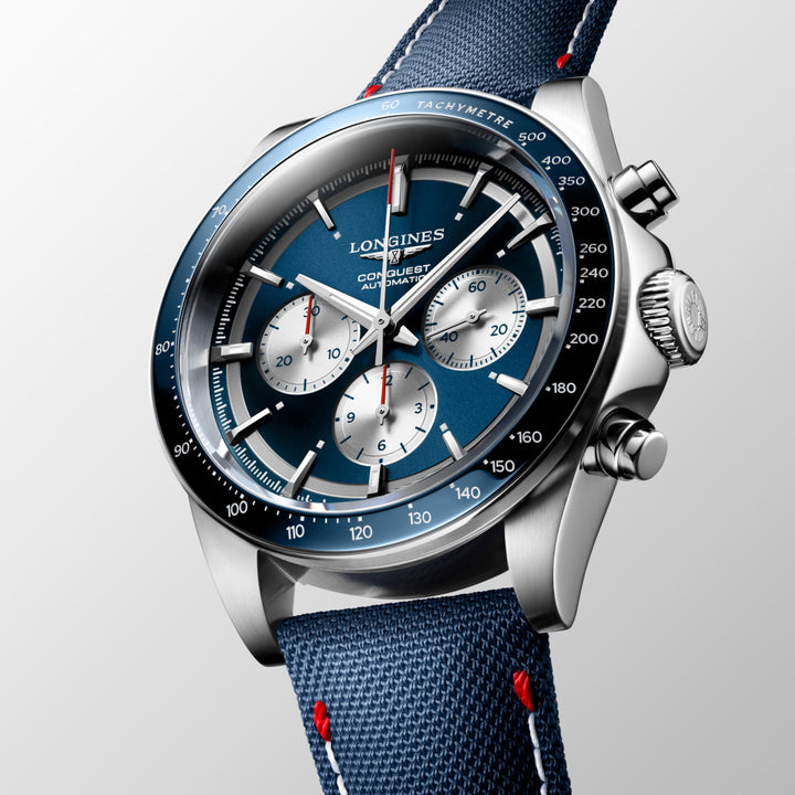 Часы Longines Conquest Marco Odermatt Edition 42 мм синий автоматический сталь L3.835.4.91.2