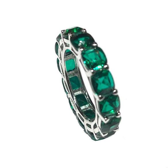 AP Coral anello girodito Hollywood Diva Style argento 925 finitura rodio quarzo emerald AN593LS - Capodagli 1937