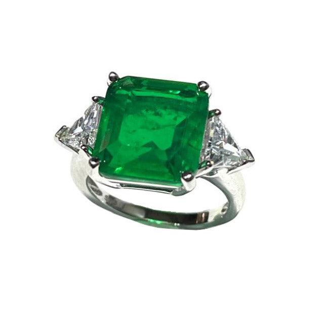 AP Coral anello Hollywood Diva Style argento 925 finitura rodio quarzo emerald AN641LS - Capodagli 1937