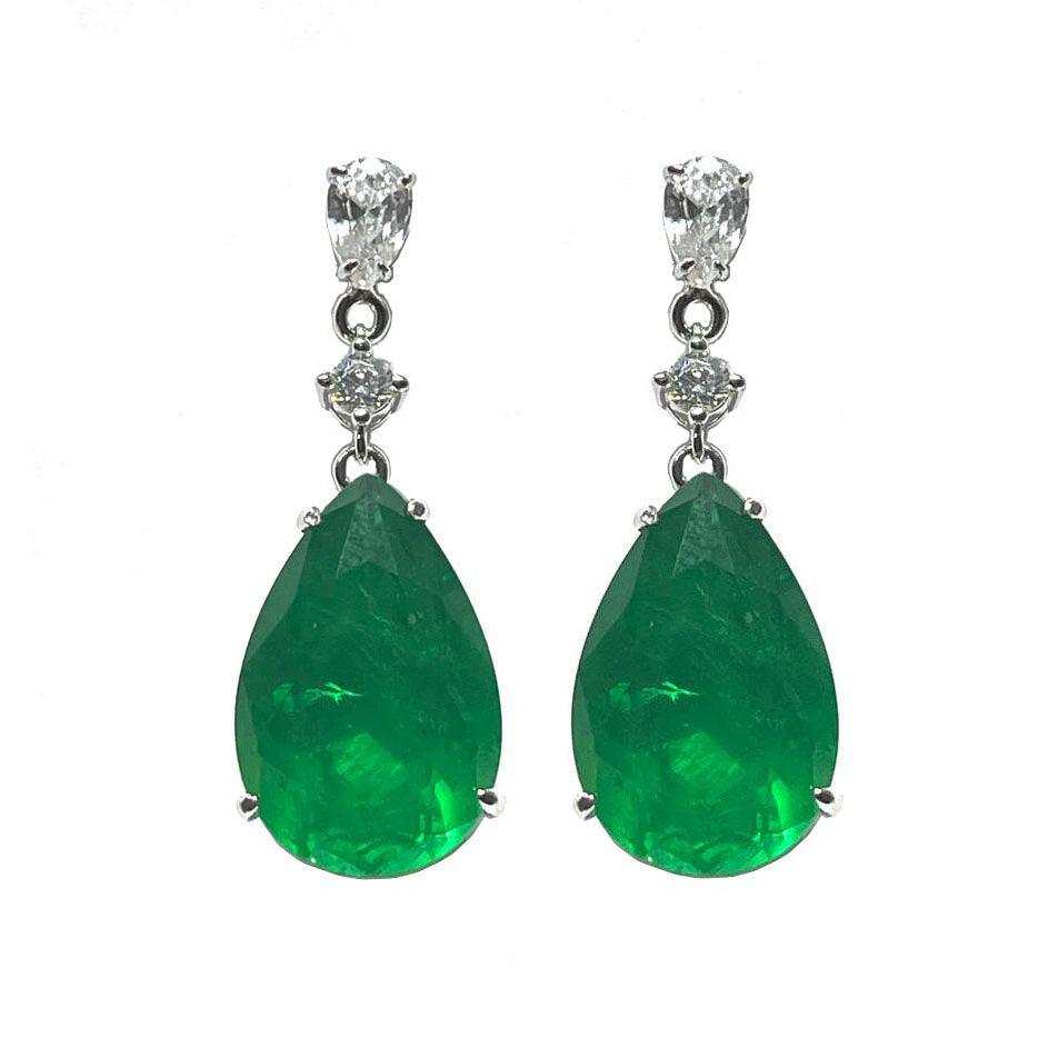 AP Coral orecchini Hollywood Diva Style argento 925 finitura rodio quarzo emerald cubic zirconia OR1400S - Capodagli 1937